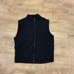 Tahari Men's Quilted Vest - Navy and Brown